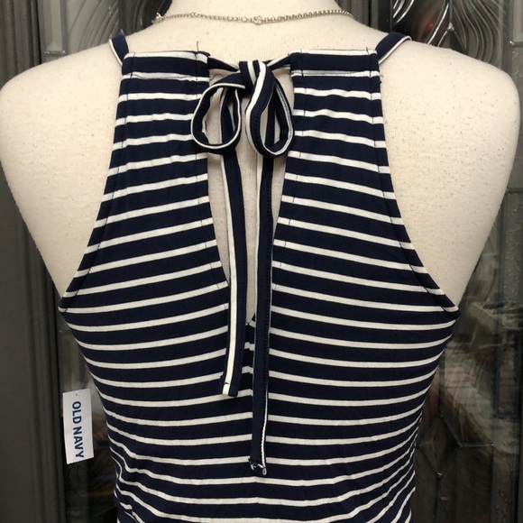 NWT- Old Navy High-Neck Ruffle-Hem Striped Maxi Dress - Picture 6 of 8